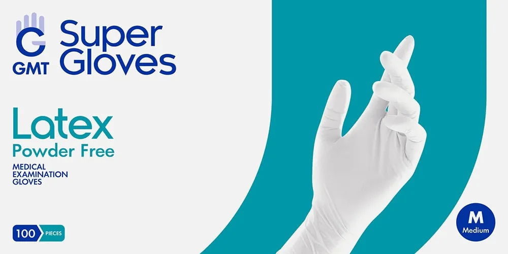 Gloves latex powder free white